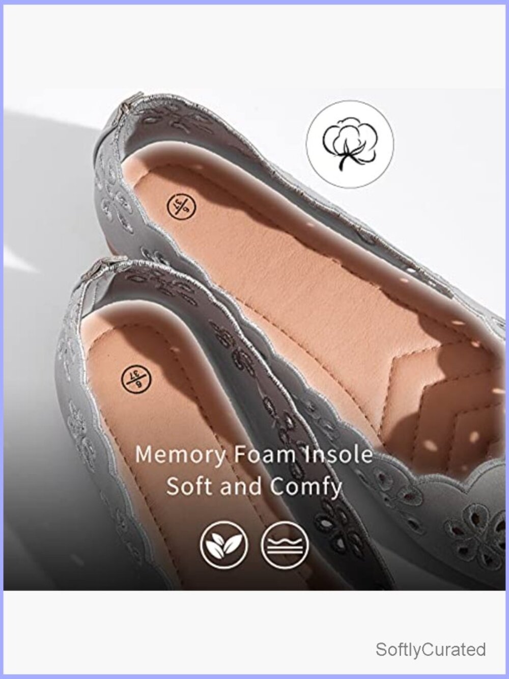 Women's Ballet Flats PU Leather Round Toe Slip On Comfortable Memory Foam - Picture 5 of 7
